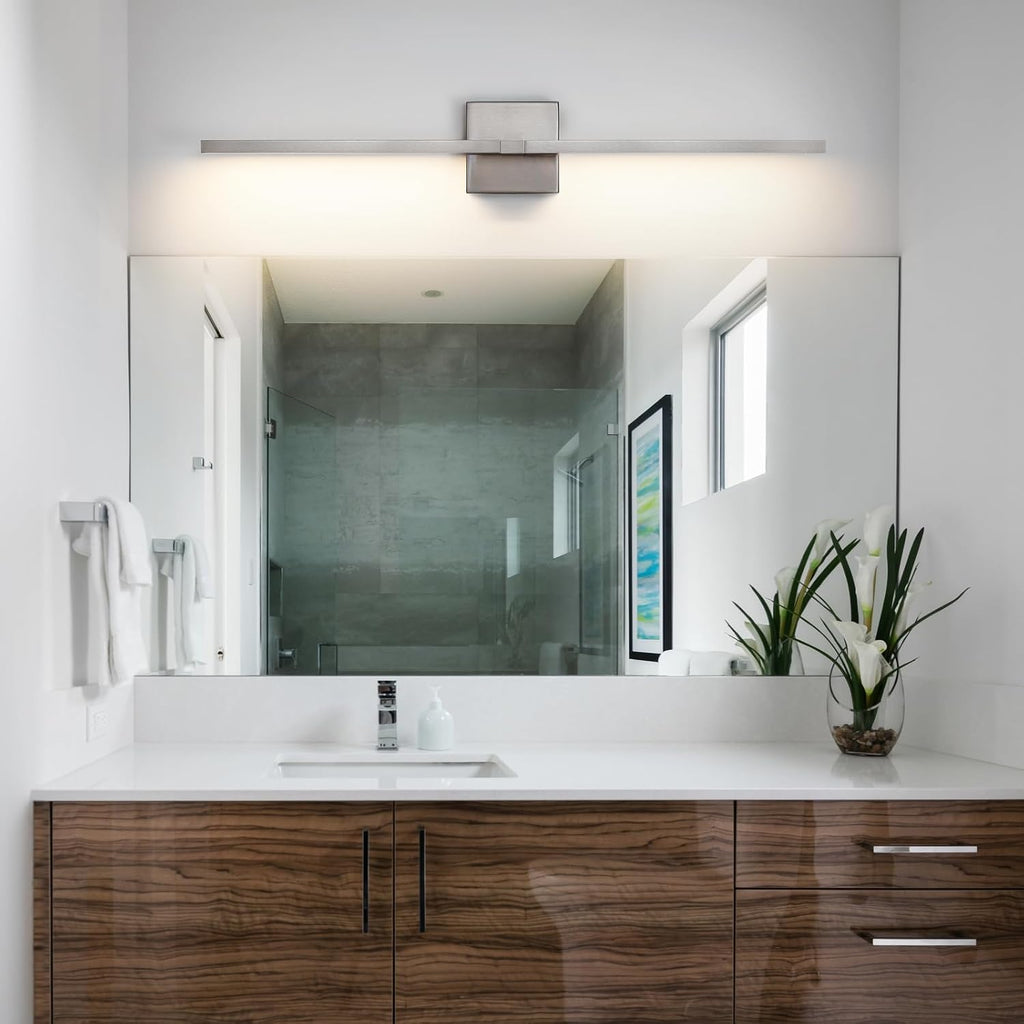 Bathroom Vanity Light Fixtures - 30inch Dimmable Brushed Nickel Bathroom Lights Over Mirror 18W LED Vanity Light Bar