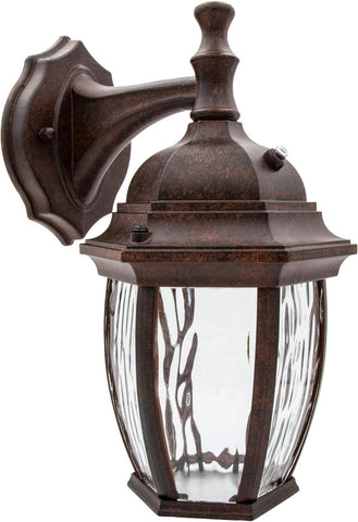 LED Outdoor Wall Light - Features Clear Water Glass, 3000K Warm White, 580 Lumens, Dusk to Dawn Photocell Light Sensor