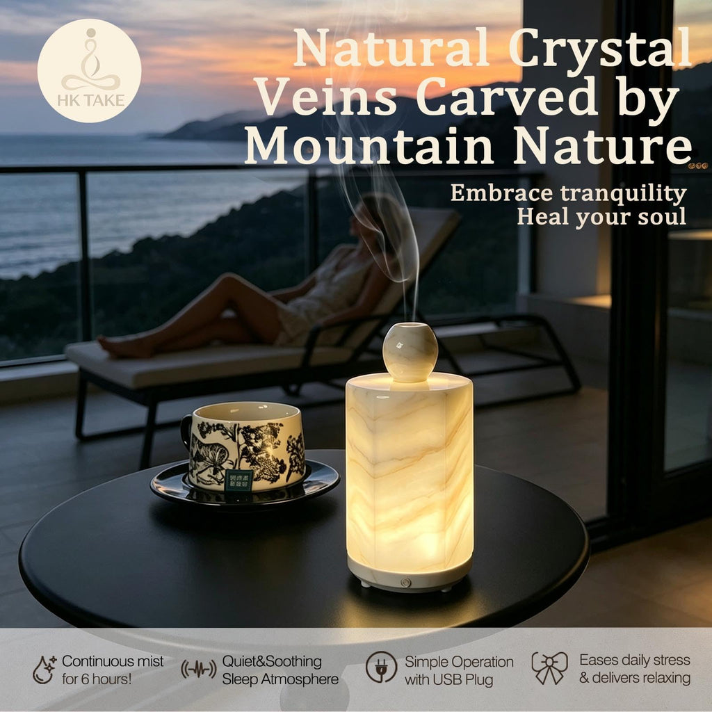 Marble Essential Oil Diffuser Machine Scent Air Humidifier Home and Bedroom Spas Self Care Wellness Gift Set Woman