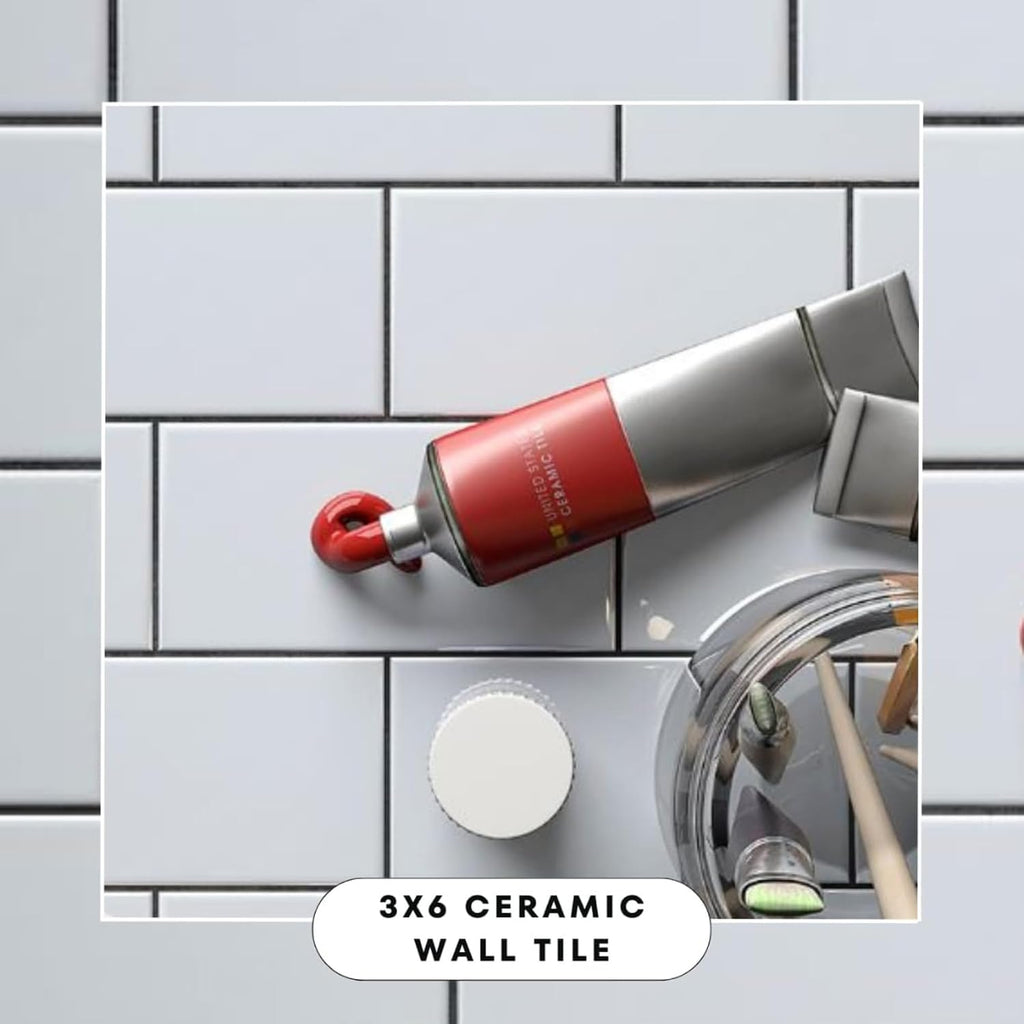3x6 Glossy White Ceramic Subway Tile - Box of 10 Shiny Wall Backsplash, Bathroom, Shower, Accent Walls - Easy to