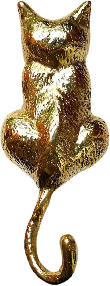 Cat Door Knocker Solid Brass 6.11 inches (Polished Brass)