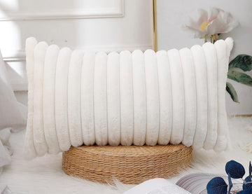 Faux Fur Decorative Lumbar Throw Pillow Covers 14 x 26,Long Boho Lumbar Pillow Covers Pillow Case Cushion Case,White
