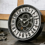 18 Inch Wall Clock with Moving Gears, Oversized Large Industrial Steampunk Decoration, Antique Metal Big Numeral Wall Clocks for Kitchen...