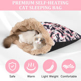Cat Bed Cave Sleeping Bag, Soft Plush Cats Sack, Cat Beds for Indoor Cats, Self-Warming Cozy Pet Nest Mat 23.6" x 22"