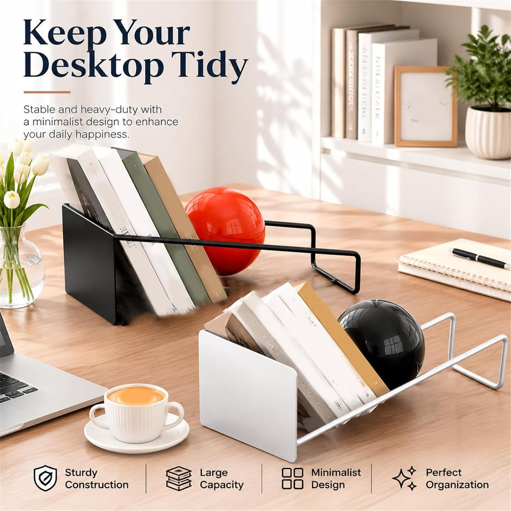 Sculptural Book Holder, Modern Decorative Bookend and Magazine Rack, Open Desktop Book Organizer Display Stand, with