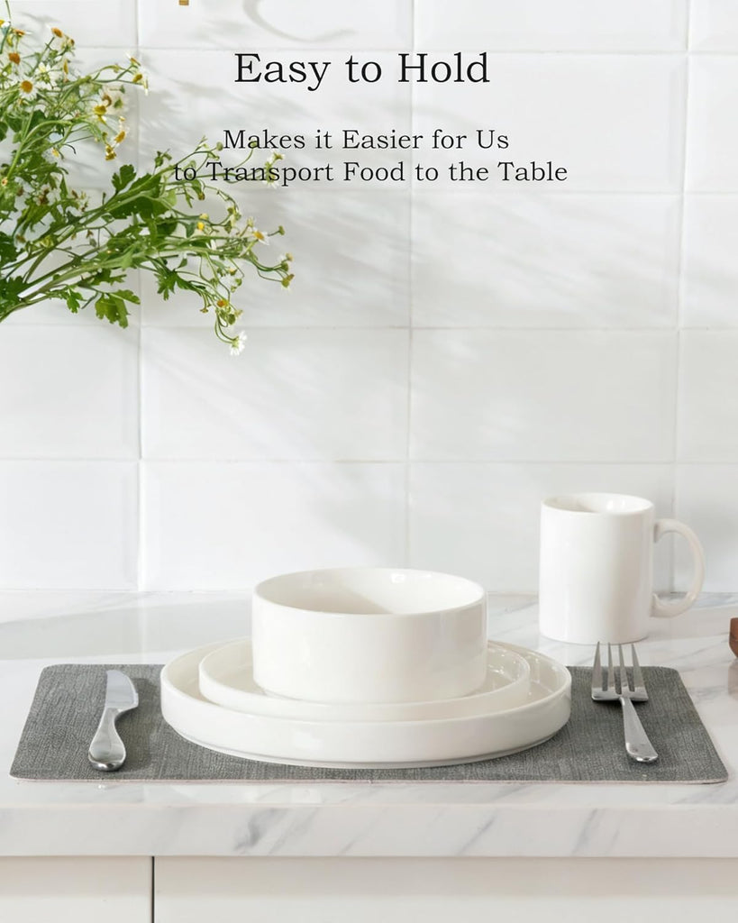 Porcelain Dinnerware Sets for 4, 12 Pieces Ceramic Plates and Bowls Set