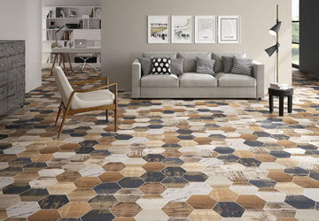 8.75x10 Matterhorn Hexagon Collection Vintage Wood Mix Porcelain Wall Floor Tile (Pack of 9 PCS)