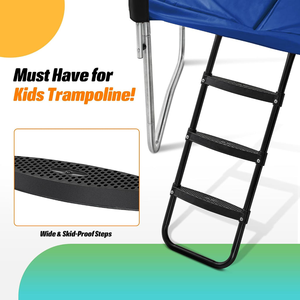 7X10 8X12 Foot Rectangle Trampoline for Kids, Double Enclosure Openings, Small Outdoor Rectangular Trampoline with