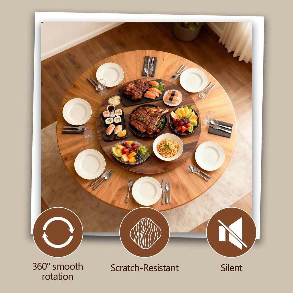 24" Large Lazy Susan, Turntable Serving Tray for Tabletop