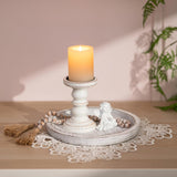 Rustic Wooden Tray Candle Holder - Round Wood Decorative Pillar Candle Tray for Coffee Table Farmhouse Kitchen