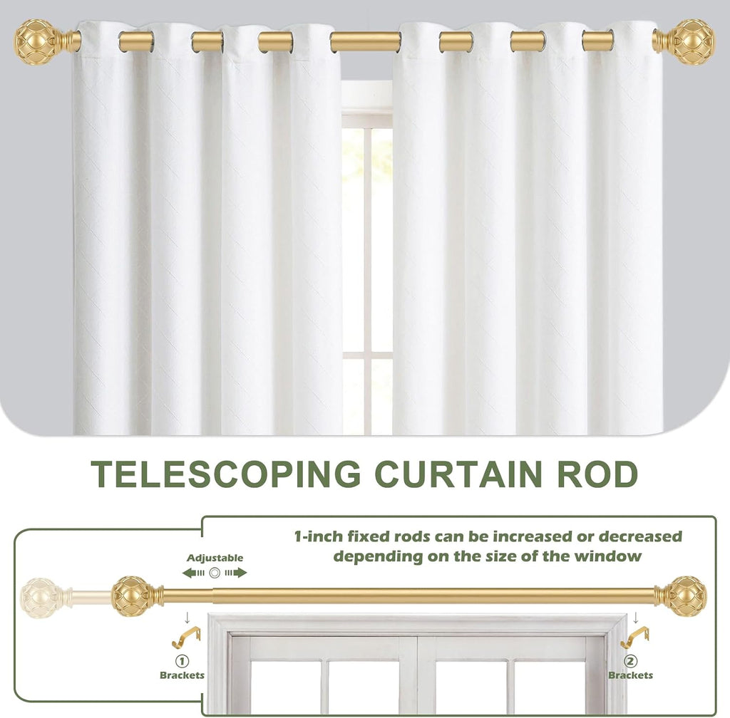 Gold Curtain Rods for Windows:Farmhouse Boho Decorative Curtain Rod for Bedroom Living Room,Heavy Duty Adjustable