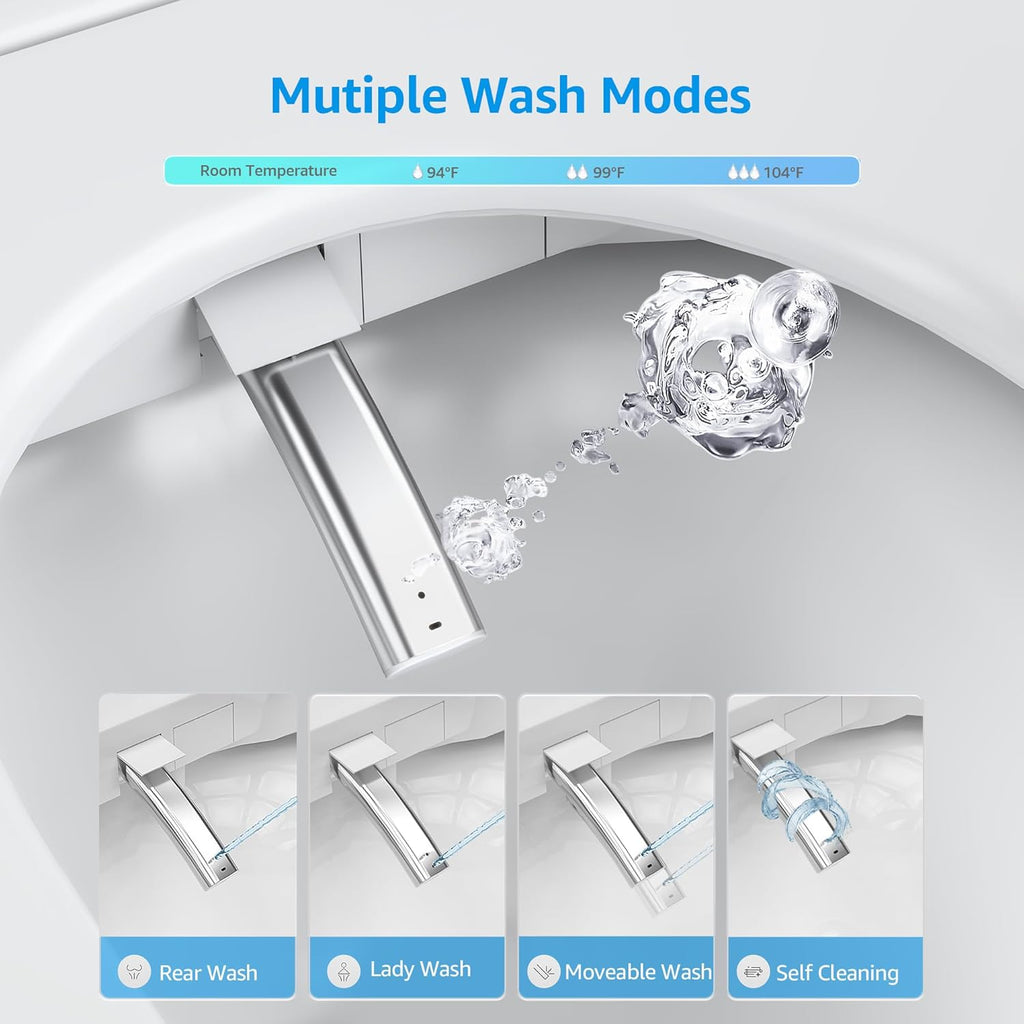 Smart Toilet,One Piece Bidet Toilet for Bathrooms,Modern Elongated Toilet with Warm Water,Dual Auto Flush,Foot Sensor