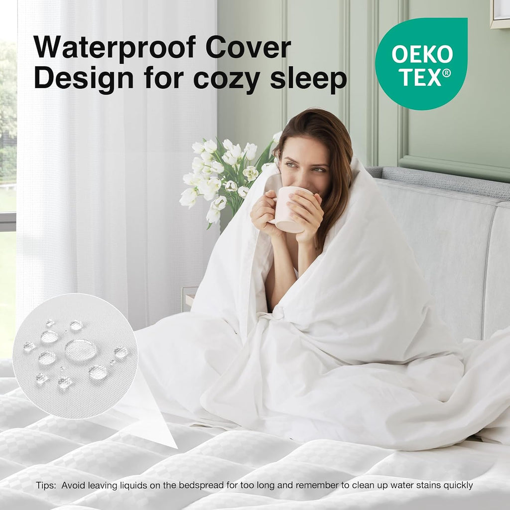Full Dorm Mattress Topper, Soft Pillow Top Down Alternative Pad | Breathable Quilted Mattress Cover with Deep Pocket