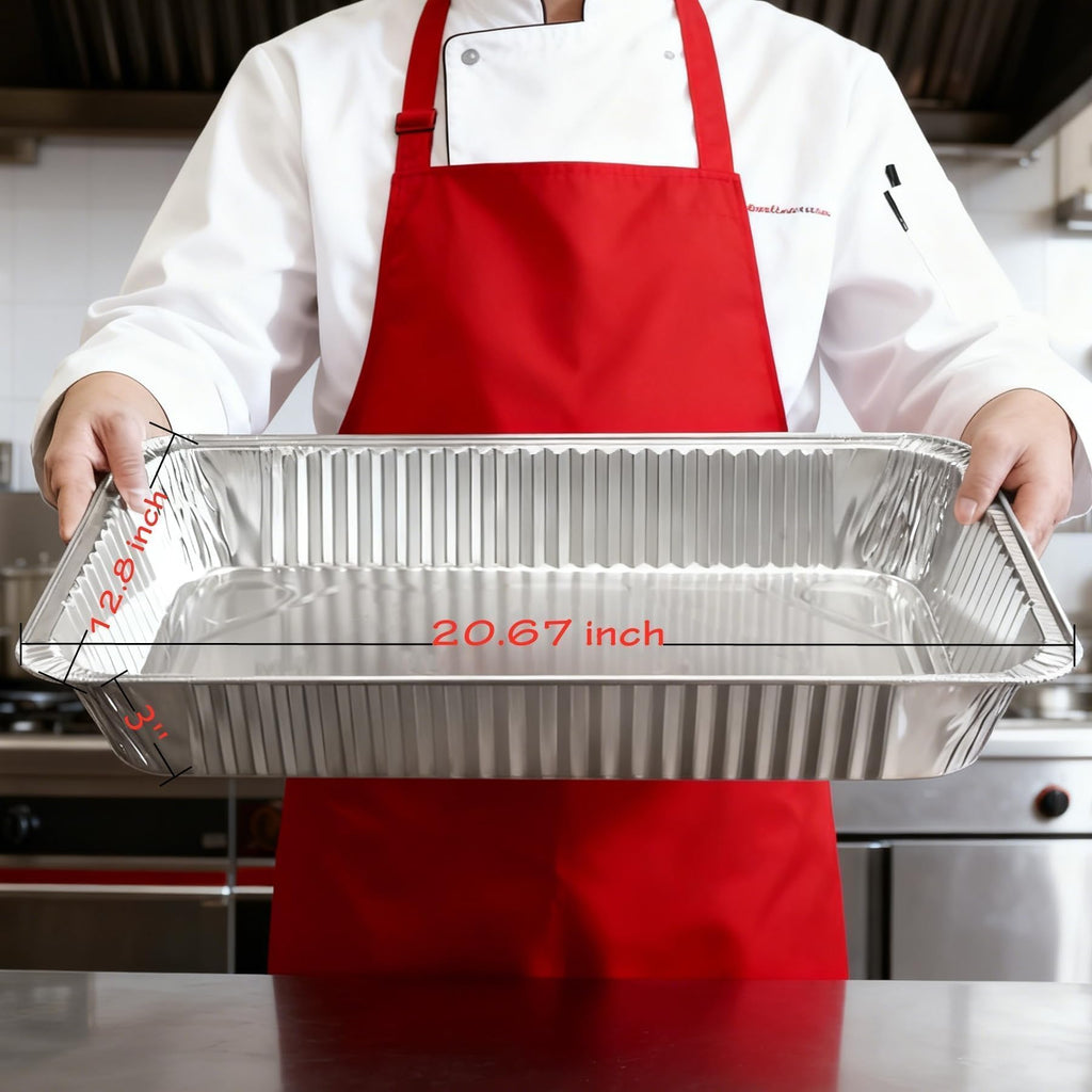 21"x13" Full Size Aluminum Pans, 20 Pack - Heavy Duty Deep Disposable Foil Roasting Pan & Baking Pans, Large Chafing
