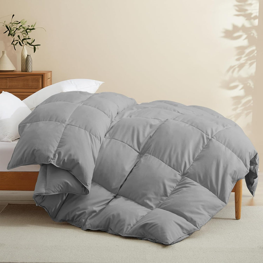 Queen Down Comforter - All Season Ultra Soft Goose Down & Feather Fiber Fill