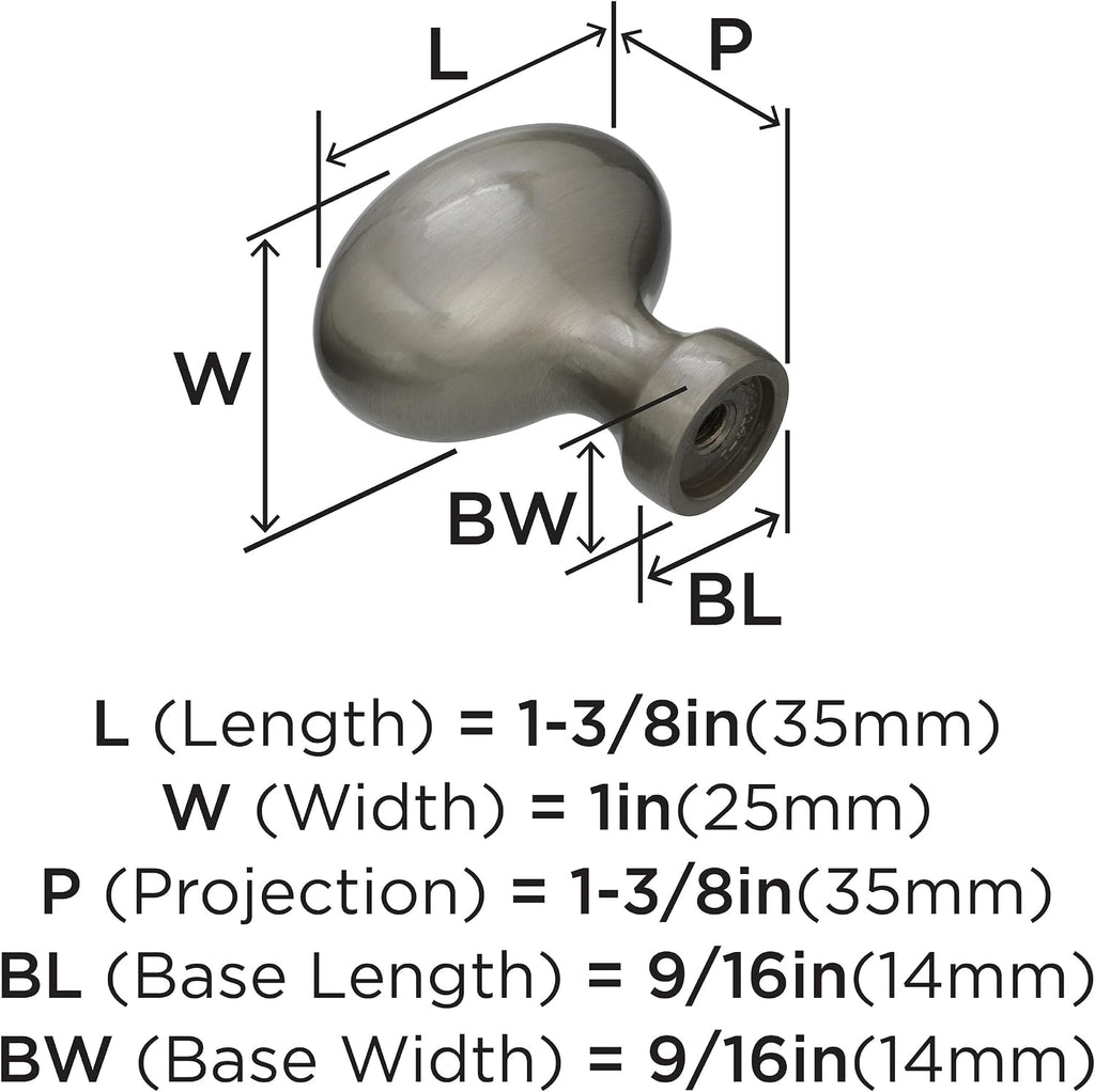 | Cabinet Knob | Satin Nickel | 1-3/8 inch (35 mm) Length | Vaile | 10 Pack | Drawer Knob | Cabinet Hardware