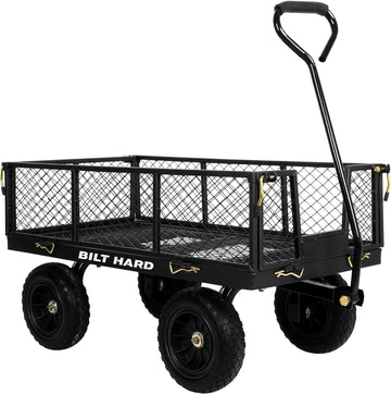 10" Flat Free Tires Heavy Duty Garden Cart with 180° Rotating Handle and Removable Sides, 4 Cu.Ft 880 lbs Capacity