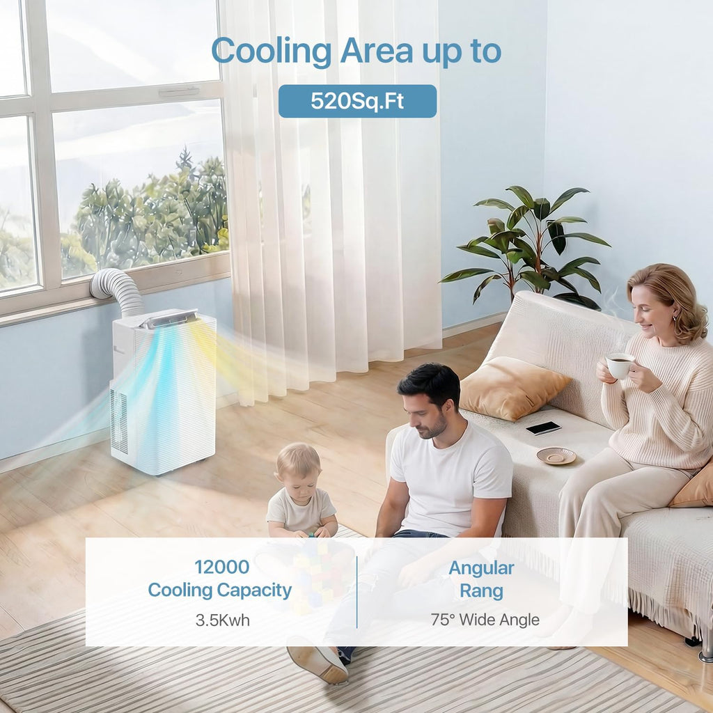 12000BTU Portable Air Conditioner with Heater, 5-in-1 Portable AC Unit with Cooling & Heating