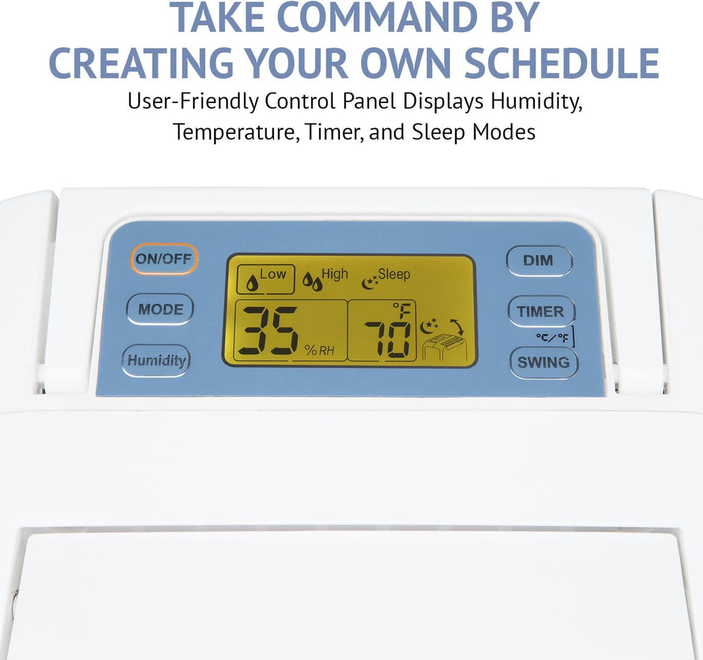 13-Pint Small-Area Desiccant Dehumidifier Compact and Quiet - With Continuous Drain Hose for Smaller Spaces, Bathroom