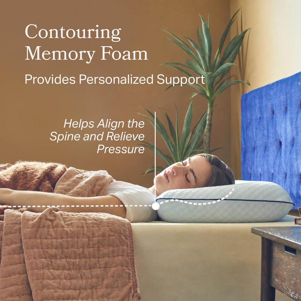 Cooling Gel Memory Foam Pillow for Sleeping - Queen Size, Ventilated Cooling Pillow for Side & Back Sleepers, Neck &