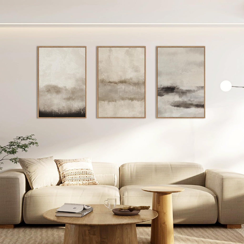 HPINUB Minimalist Large Abstract Framed Canvas Wall Art Set-16"x24"x3 - Set of 3