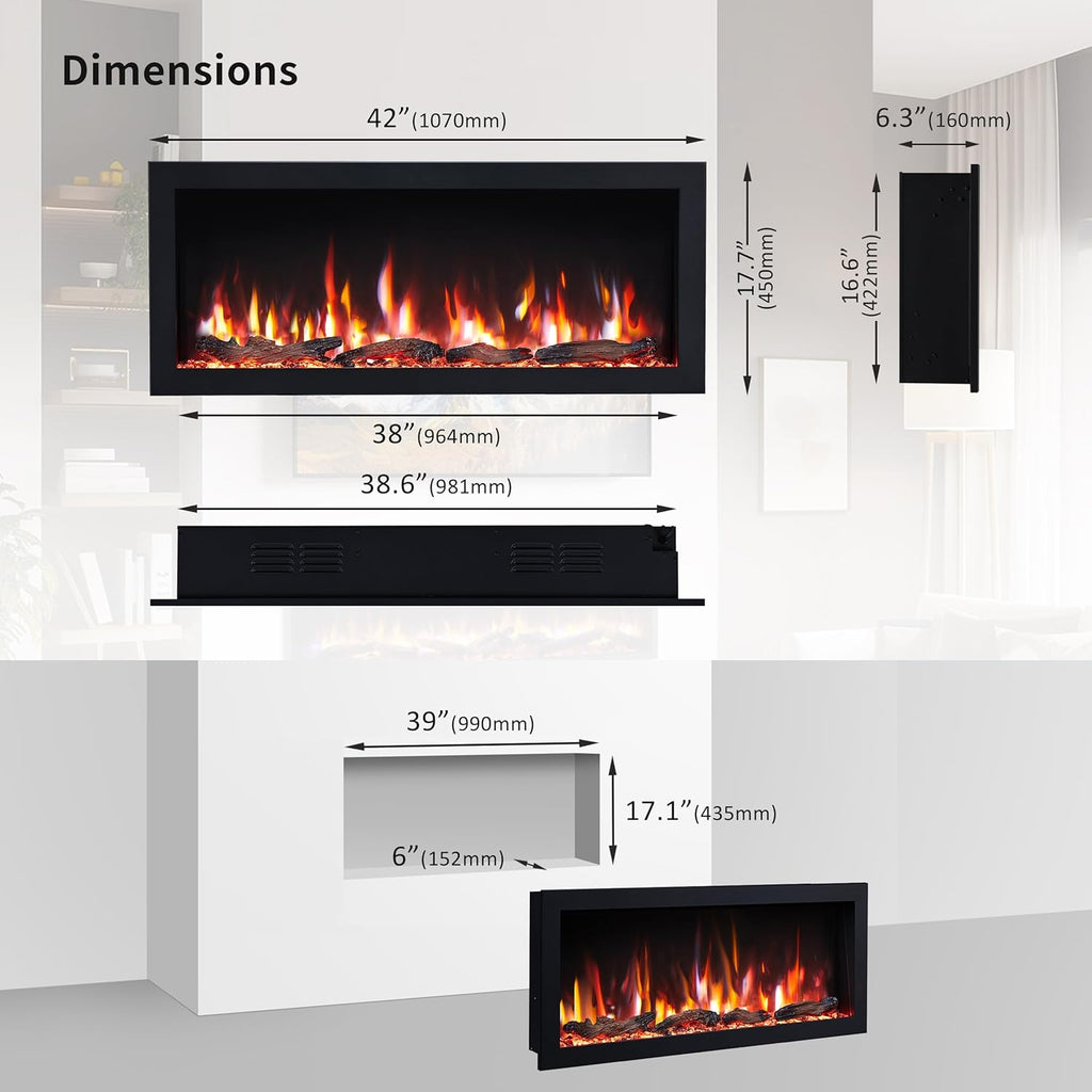 42 Inch Smart Linear Electric Fireplace