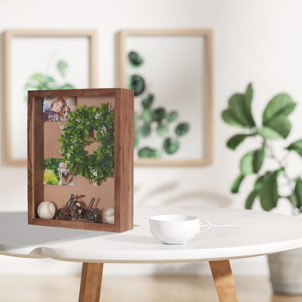 16x20 Large 4-Inch Deep Solid Wood Shadow Box with Hinged Door, Walnut
