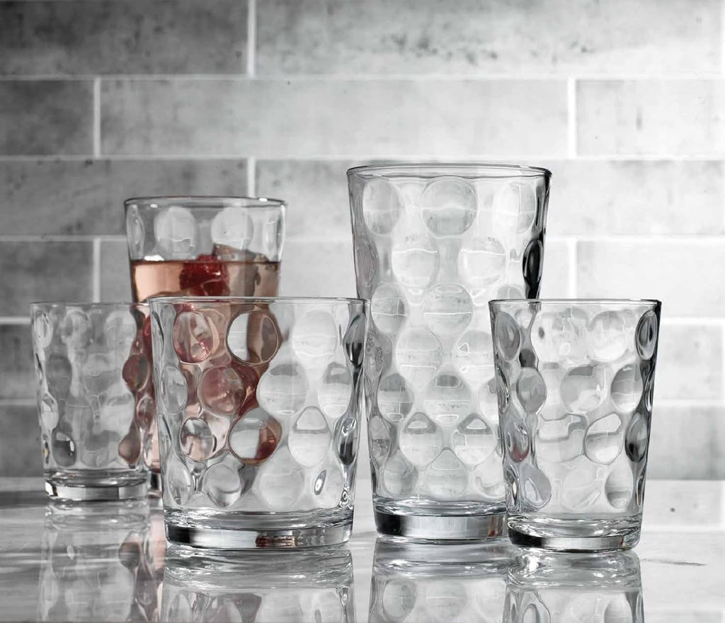 12-pc Galaxy Glassware - Drinking Glasses, Mixed Drinkware Set. Highball 17 oz. Rock 13 oz. Juice 7 oz. Glass Tumblers