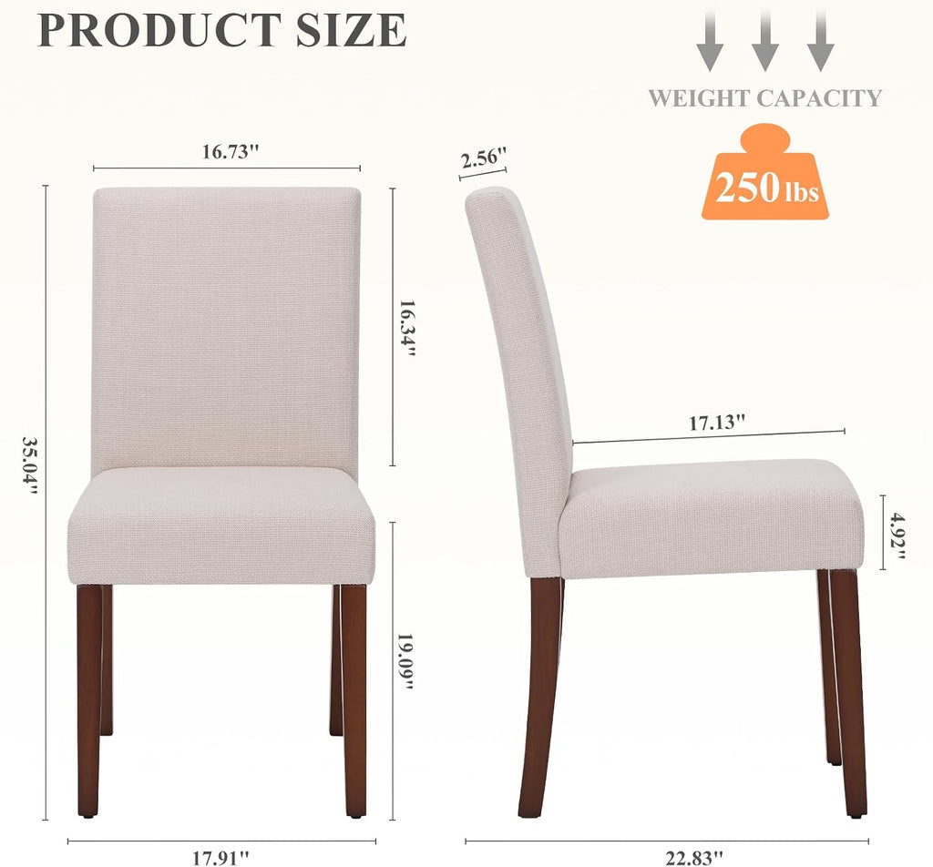 Upholstered Dining Chairs Set of 2, Fabric Dining Room Chairs, Modern Wooden Dining Chair, Kitchen Side Chairs