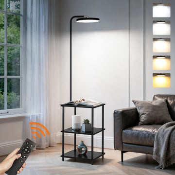 LED Floor Lamp with Table, 25W/ Super Bright Floor Lamp with Remote