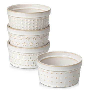 8 oz Ceramic Set of 4, Creme Brulee Souffle Oven Safe
