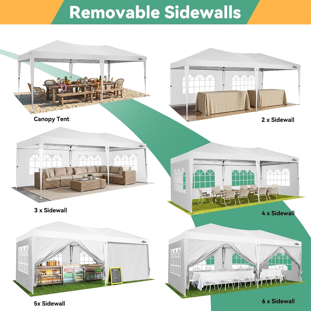 10x20 FT Pop up Canopy Tent with Sidewalls, Party Tents for Parties, Carpas para Fiestas