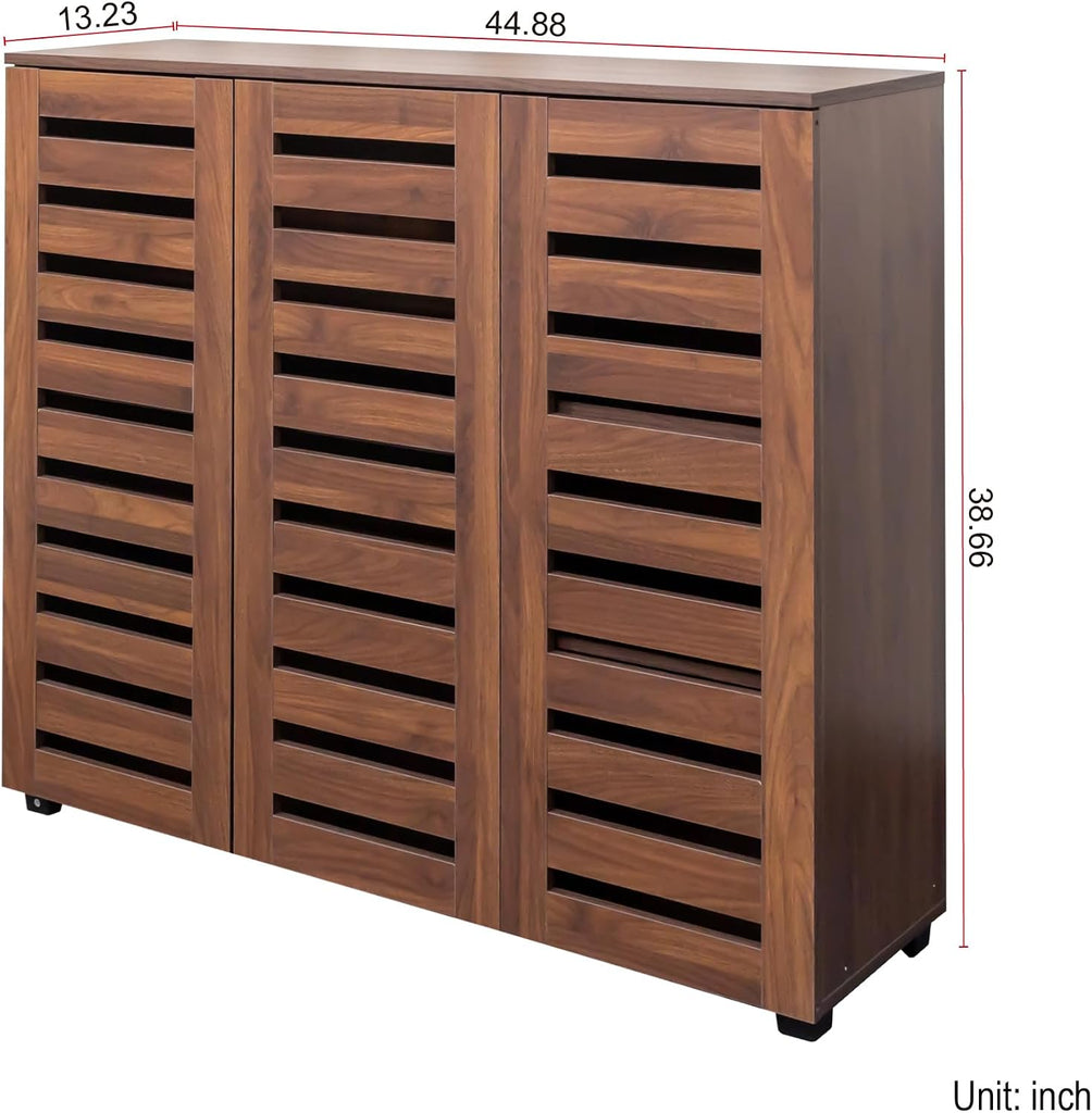 Narrow Shoe Storage Cabinet with Doors & Adjustable Shelf , 5-Tier Freestanding Slim Shoe Organizer Rack Shoe Cabinet