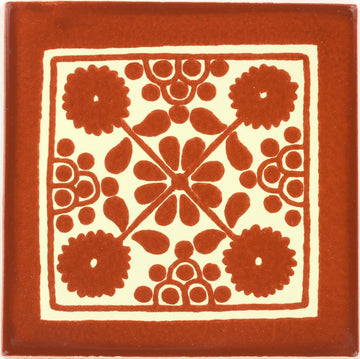 Box of 45-41⁄4 x 41⁄4 Terra Cotta Damasco - Talavera Mexican Ceramic Tiles