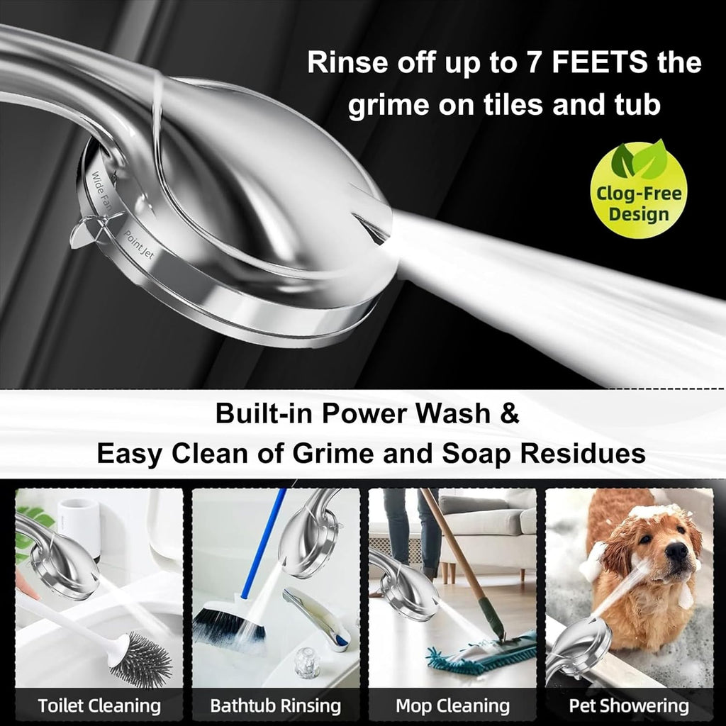 Shower Head,10 Functions High Pressure shower head with handheld, Built-in Pause Mode & Power Wash