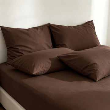 Pillowcases Set of 4 Washed Cotton Linen Feel Envelope Closure
