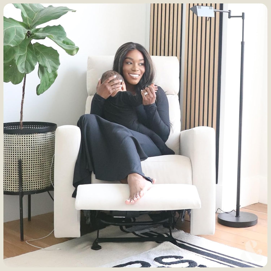 The Glider Premium Power Recliner Nursery Glider Chair with Adjustable Head Support | Designed with a Thoughtful