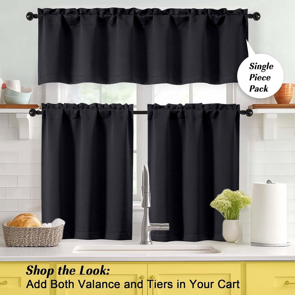 Cafe Curtains Tier 2 Panels, Short Thermal Insulated Room Darkening Small Kitchen Window Blackout