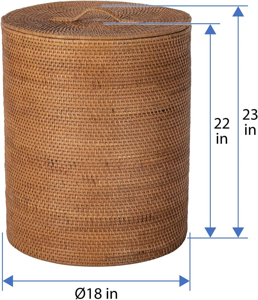 Loma Round Rattan Hamper & Laundry Basket with Lid - Stylish Storage Decor Wicker, Storage Hamper - Organizer &