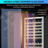 Dual Zone Wine Fridge Freestanding 175 Bottle, 24 Inch Large Capacity Built
