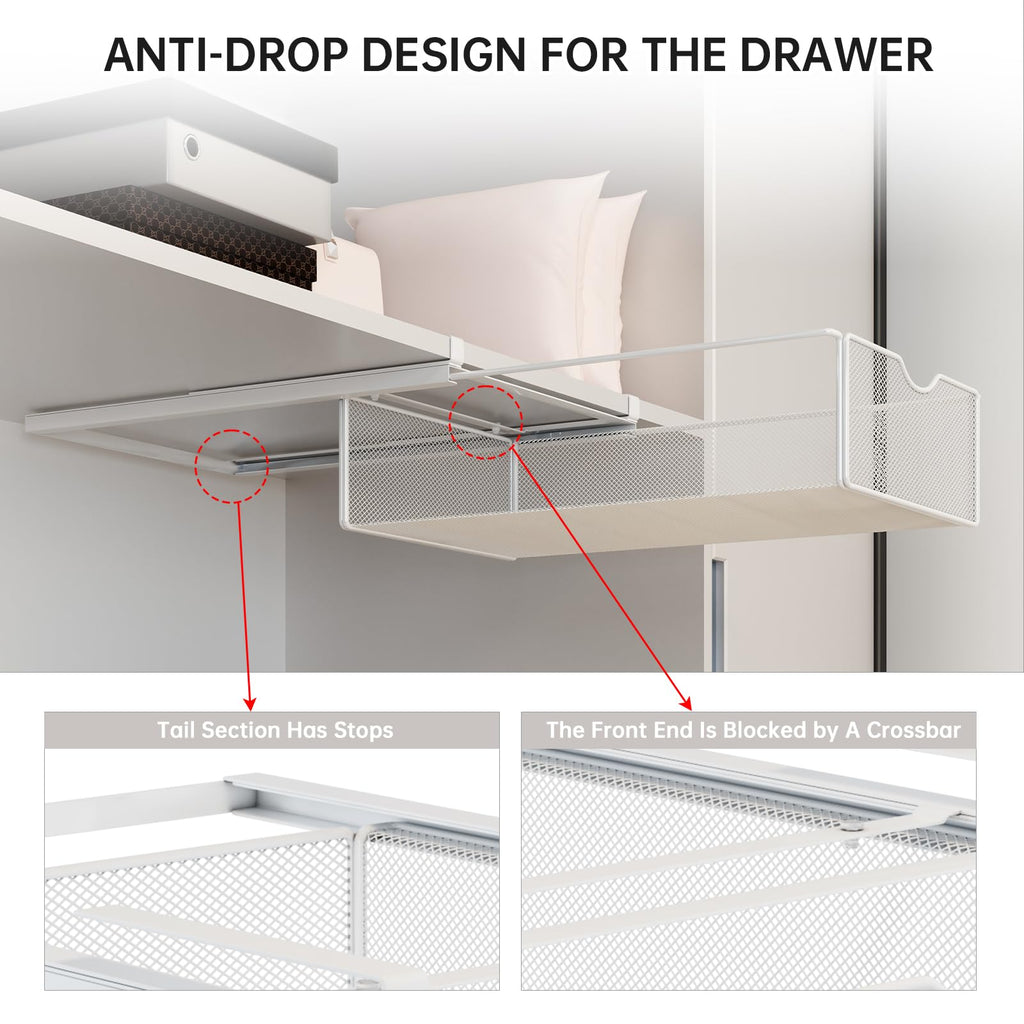 2 Pack Closet Pull-Out Baskets Organizer, White