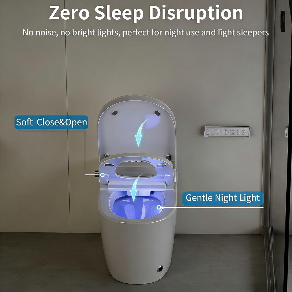 Smart Toilet with Bidet, Foam Shield, UV-C Light, Blackout Flush, Dual Auto Flush, Heated Seat, Air Dryer