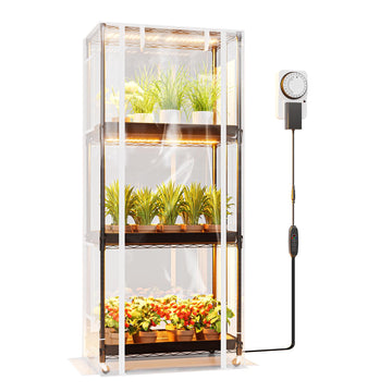 27x14x59IN 4-Tier Rolling Indoor Greenhouse Plant Stand