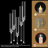 6 Sets 5 Arms Acrylic Candelabra Centerpieces for Tables,Clear Candle Holder,Ceremony Dinner Party, 22.8" Tall