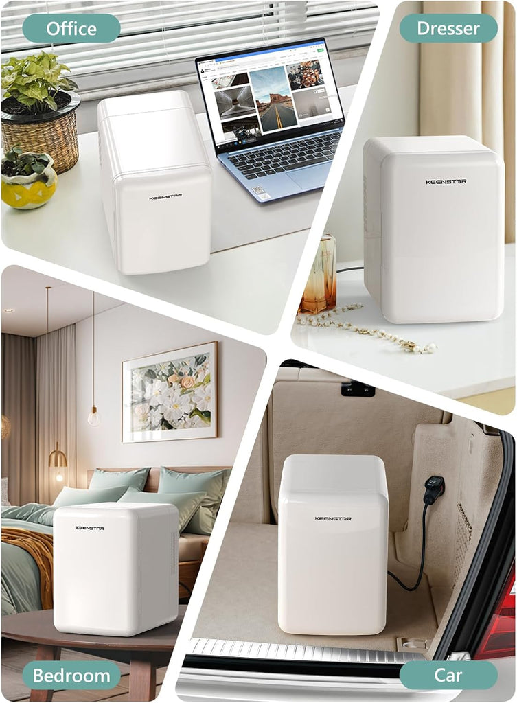 4L Mini Fridge for Skincare & Food, 110V/12V Cooler & Warmer Portable Refrigerator for Bedroom, Office, Car, Dorm