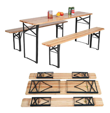 3 Pieces Outdoor Folding Picnic Table Bench Set