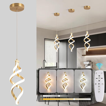 Modern Led Pendant Light Fixture, 15W Spiral Led Chandelier Hanging Lamp, 3000K-6000K, Dimmable Pendant Lamp