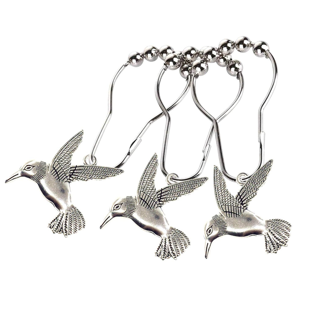 Hummingbird Shower Curtain Hooks Rings Bird Garden Nature Spring Theme Decoration Stainless Steel Rustproof Set of 12