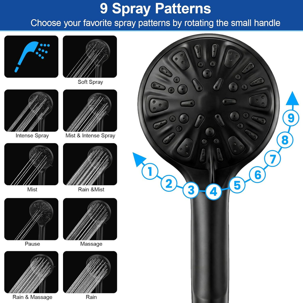 Shower Head, 8‘’ High Pressure Rainfall Shower Head/Handheld Shower Combo with 11'' Extension Arm