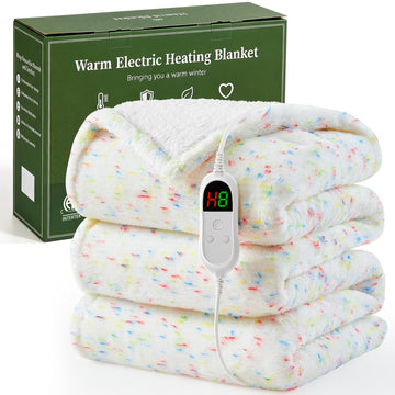 Heated Blanket Electric Throw 50"X60", Heating Fuzzy Blanket, Rainbow